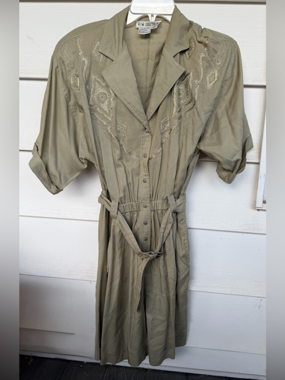 Vintage Together! Military Safari Style Belted Romper Jumpsuit - Size Missy 10